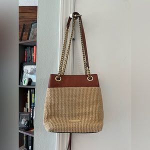 Rebecca Minkoff Woven Tan and Brown Crossbody Bag